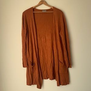 long rust orange cardigan
